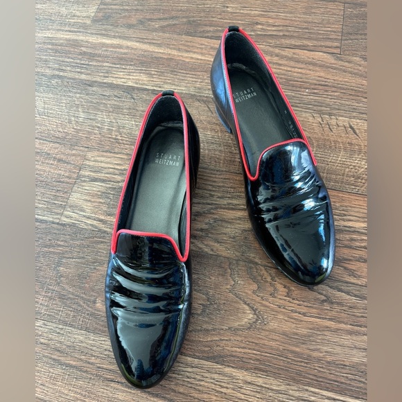 Stuart Weitzman Patent Leather Loafers With Red Trim - Picture 6 of 16